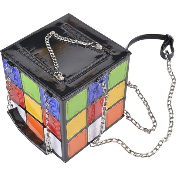 QZUnique Women's Cute Cube Shape Handbag Magic Shoulder Bag Clutch Bag - Picture 9 of 12